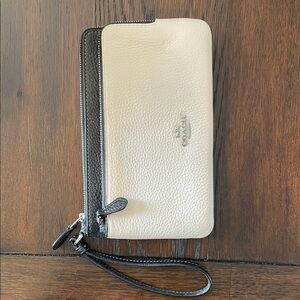 Coach Cream and Black Wristlet